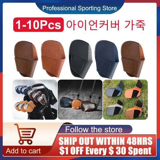1-10 Pcs Golf Iron Club Head Cover Rod Head Protective Case PU Leather Wedges Covers Golf Sporting  Putter Protector - San Co Sports