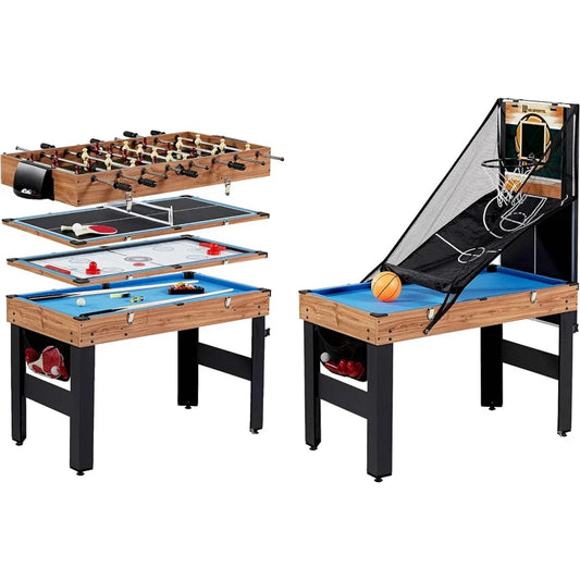 Billiards, Ping Pong, Hockey, Basketball and Foosball Combination